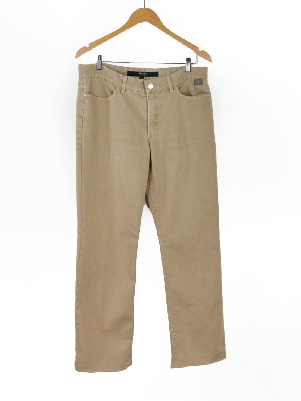 Vintage 2000s 00s Escada Sport Linda Tan Beige Tan Stretch Wide Leg Pants